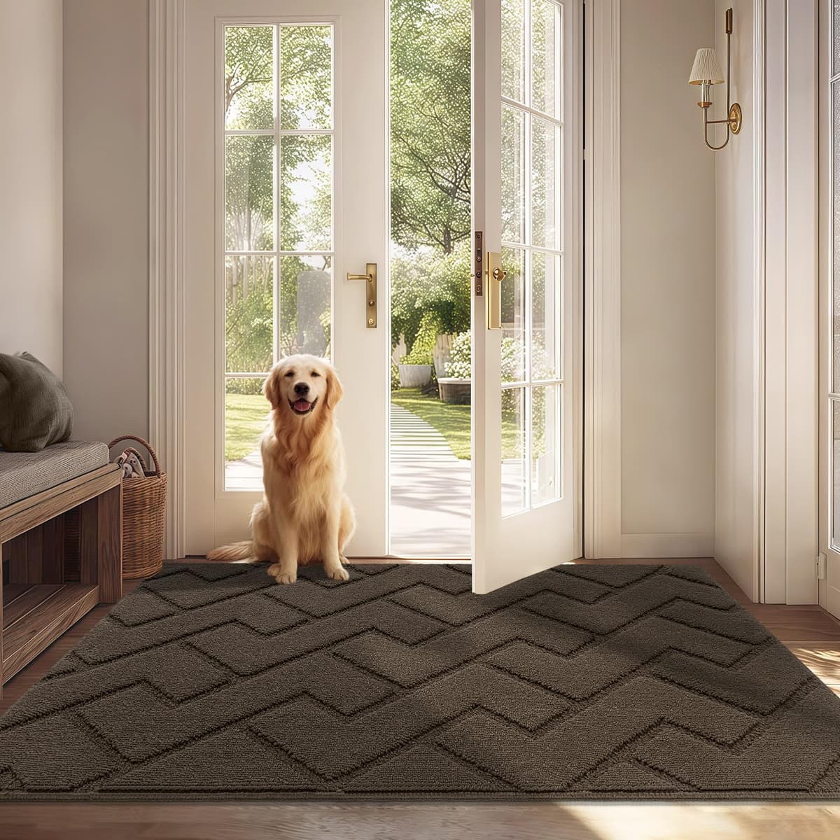 Biscpro Door Mats Indoor,Dirt Trapper Mat Absorbent Non-Slip Low Profile Doormat for Entrance,Inside, Kitchen,Front Door Mat Washable for Pets and Dogs— 50x80cm,Grey — view 40