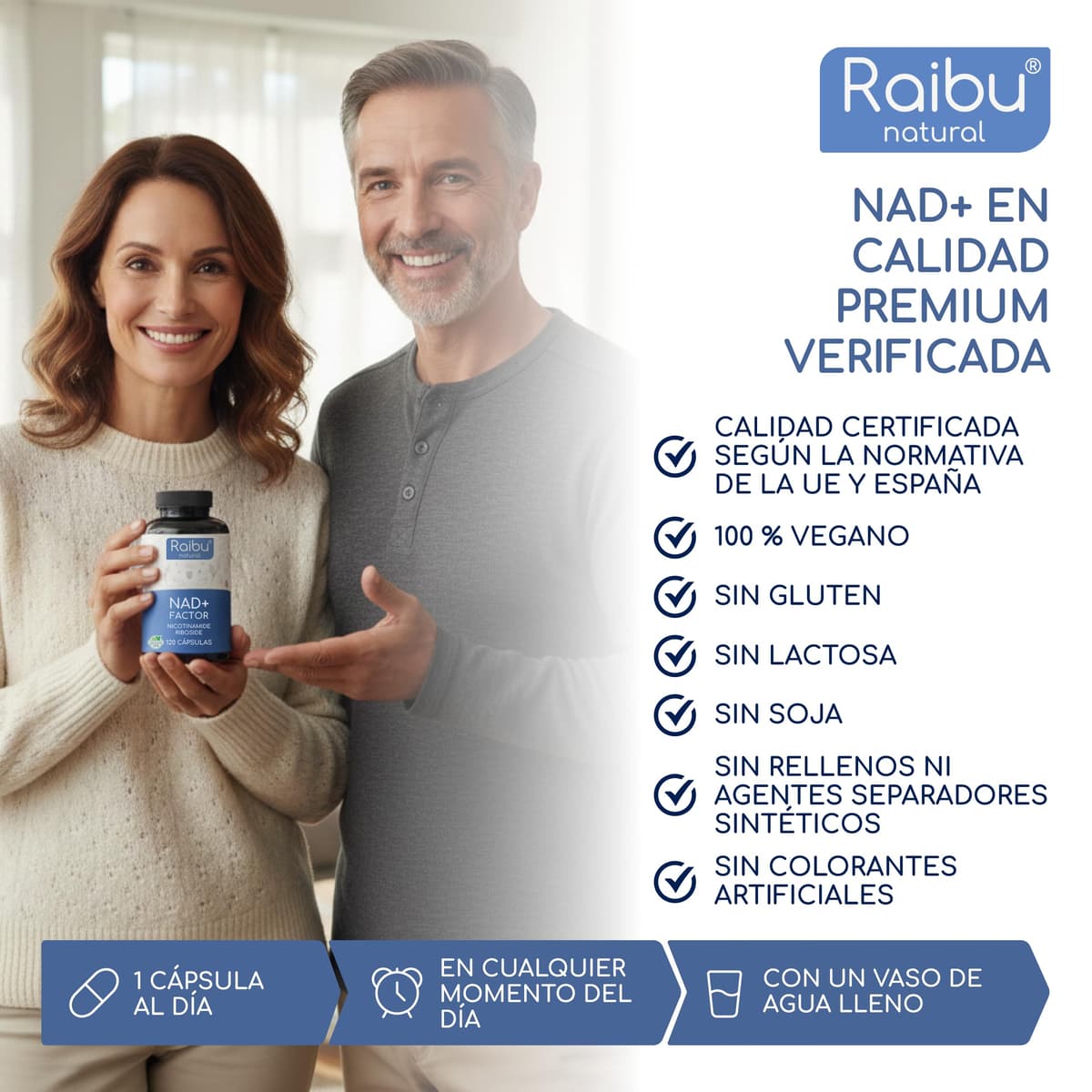 100% Pure NAD+, 300 mg Nicotinamide Riboside (NR) Per Capsule - 4 MONTH Supply - Anti-Aging & Fatigue, NAD Booster - No Separating Agents, Gluten Free, Vegan - 120 Capsules — view 5