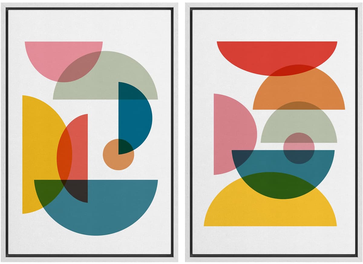 MUDECOR Framed Canvas Print Wall Art Set Watercolor Pastel Duotone Tan Landscape Abstract Shapes Illustrations Modern Art Decorative Contemporary for Living Room, Bedroom, Office - 24"x36"x2 Natural — view 60