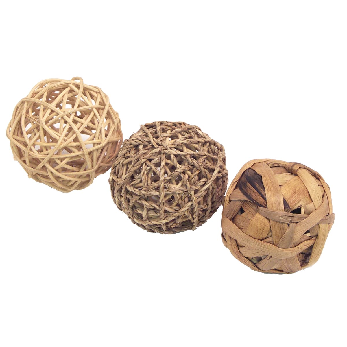 Rosewood Naturals Trio of Fun Balls, Small Animal Activity Toys, Natural Materials Hand Woven for Small Animals (1 x Pack of 3 Balls) — view 2