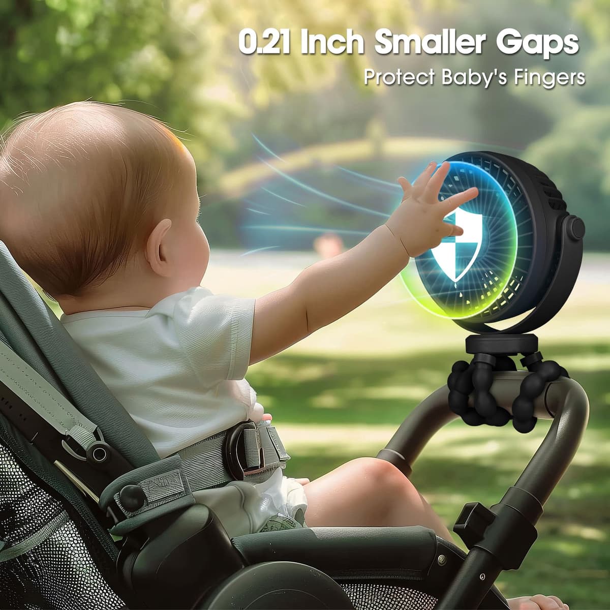 POPERFUN Portable Pram Fan,Rechargeable Stroller Fan 20H 4000mAh Clip on Fans for Infant 360° Rotate Flexible Tripod Baby Fan Handheld USB Desk Cooling Fans for Bedroom Crib Treadmill Travel Camping — view 2