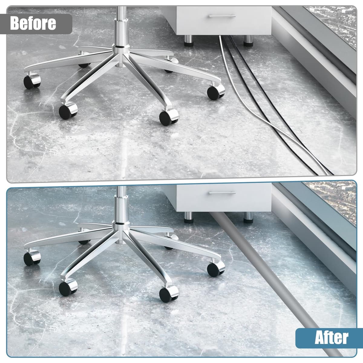 Canaletas para Cables Adhesivas, Madera Pasacables Suelo Goma, Canaleta Cables, para Uso en Oficinas, Escuela, Almacén, Conciertos, Etc, para Proteger Los Cables Evitar Riesgos deTropiezo — view 4