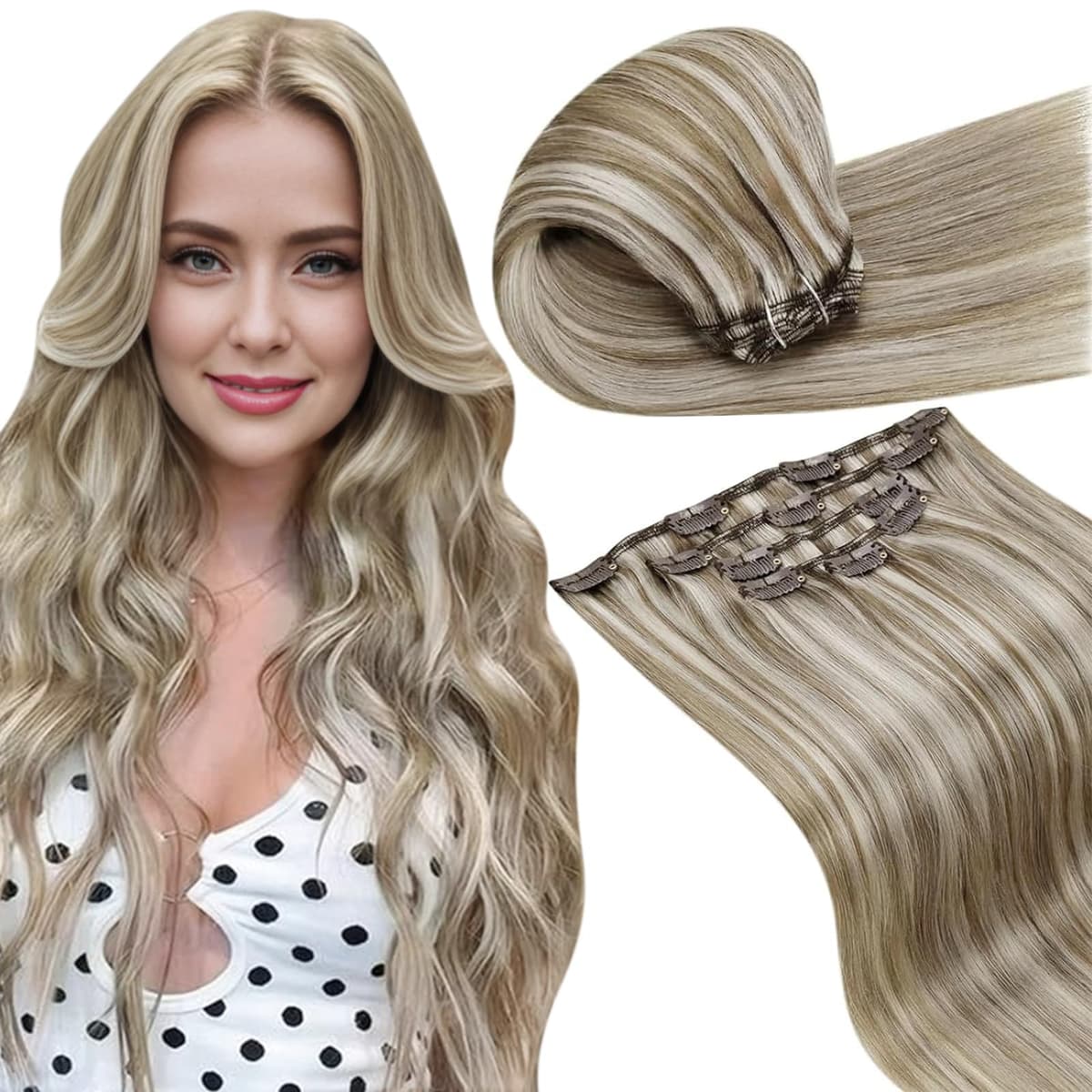 LaaVoo Hair Extensions Clip in Real Human Hair Brown Clip in Hair Extensions Dark Brown Remy Straight Hair Full Head Double Weft 80g 5pcs 14 Inch #4 — view 27