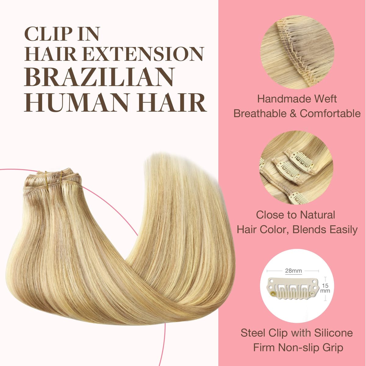 GOO GOO Clip in Hair Extensions Human Hair, 18inch 150g 9Pcs, #2 Dark Brown, Hair extensions for women, Human Hair Extensions Clip in — view 237