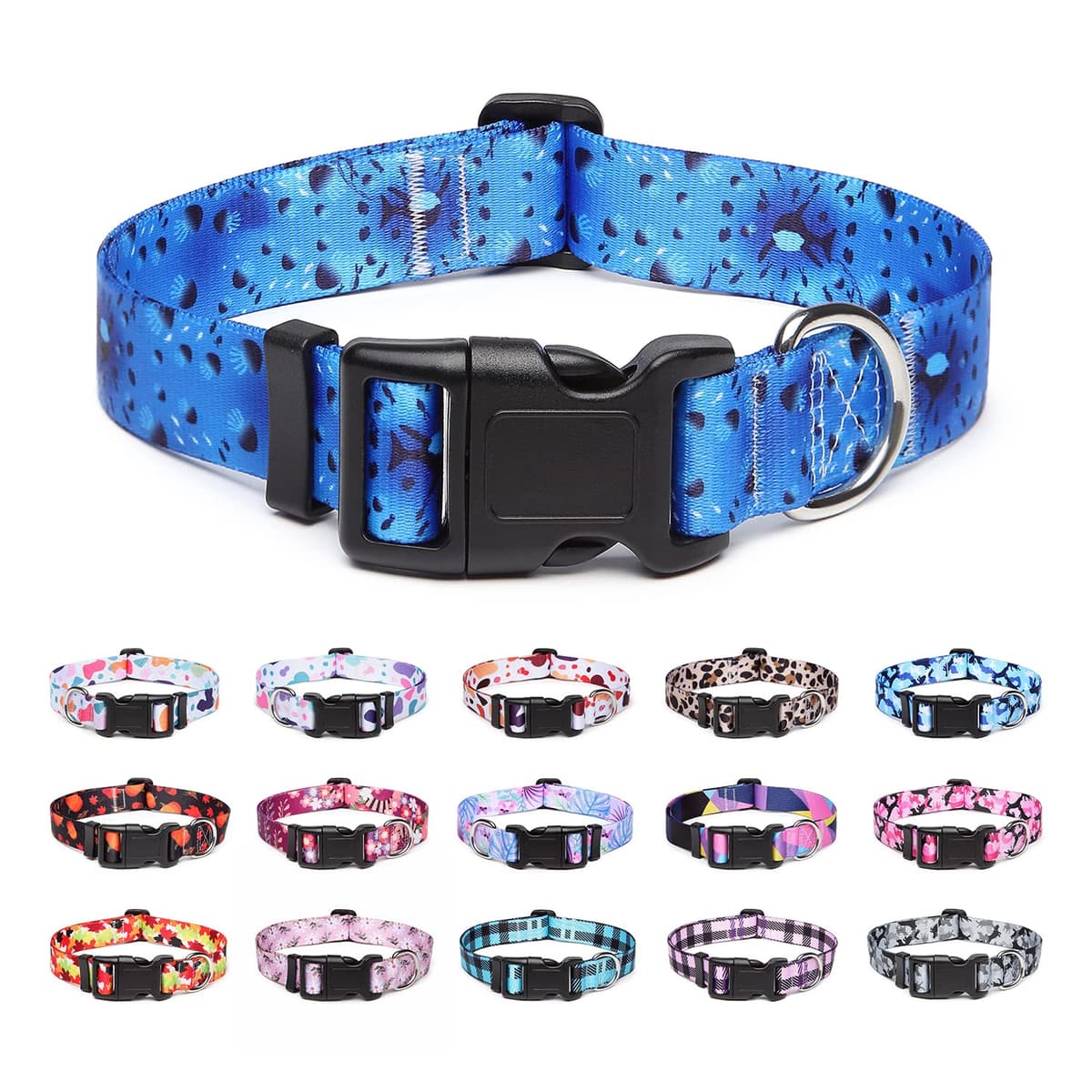 Adjustable Nylon Dog Collar with Patterns, Soft Comfy Pet Collar for Small Medium Large Dogs (S, Purple Plaid) — view 37