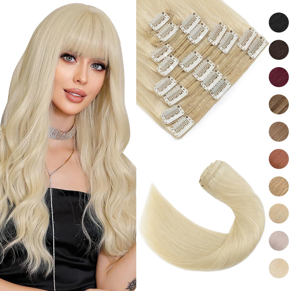 Silk-co 10inch Hair Extensions Clip in Hair Extension Human Hair #04 Medium Brown -Basic Thickness-Thin Weft- 8 Pieces Real Remy Straight Hair Extensions[50g] — view 164