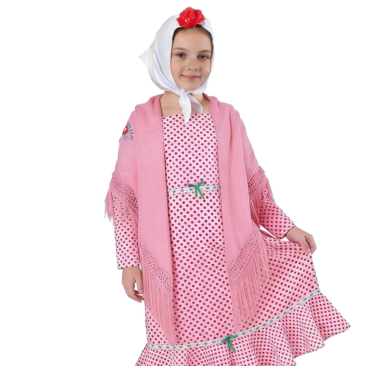 Wildarms Mantón de Sevillana Bordado con Flecos para Flamenco Feria Disfraz Baile Tradicional Mujer — view 4