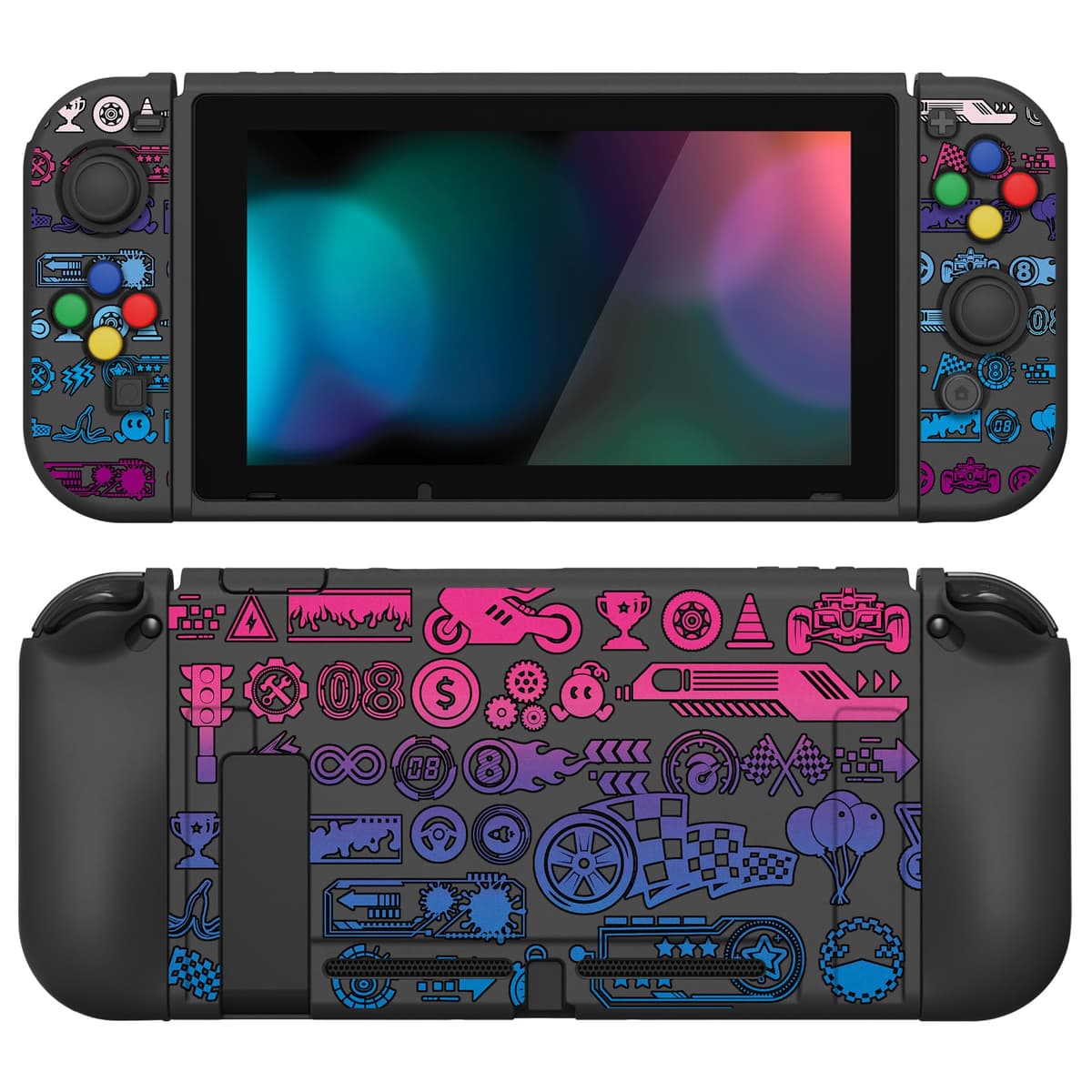 playvital ZealProtect Soft Protective Case for Nintendo Switch, Flexible Cover Protector for Switch with Screen Protector & Thumb Grip Caps & ABXY Direction Button Caps - Cherry Bunny & Cherry Bear — view 13