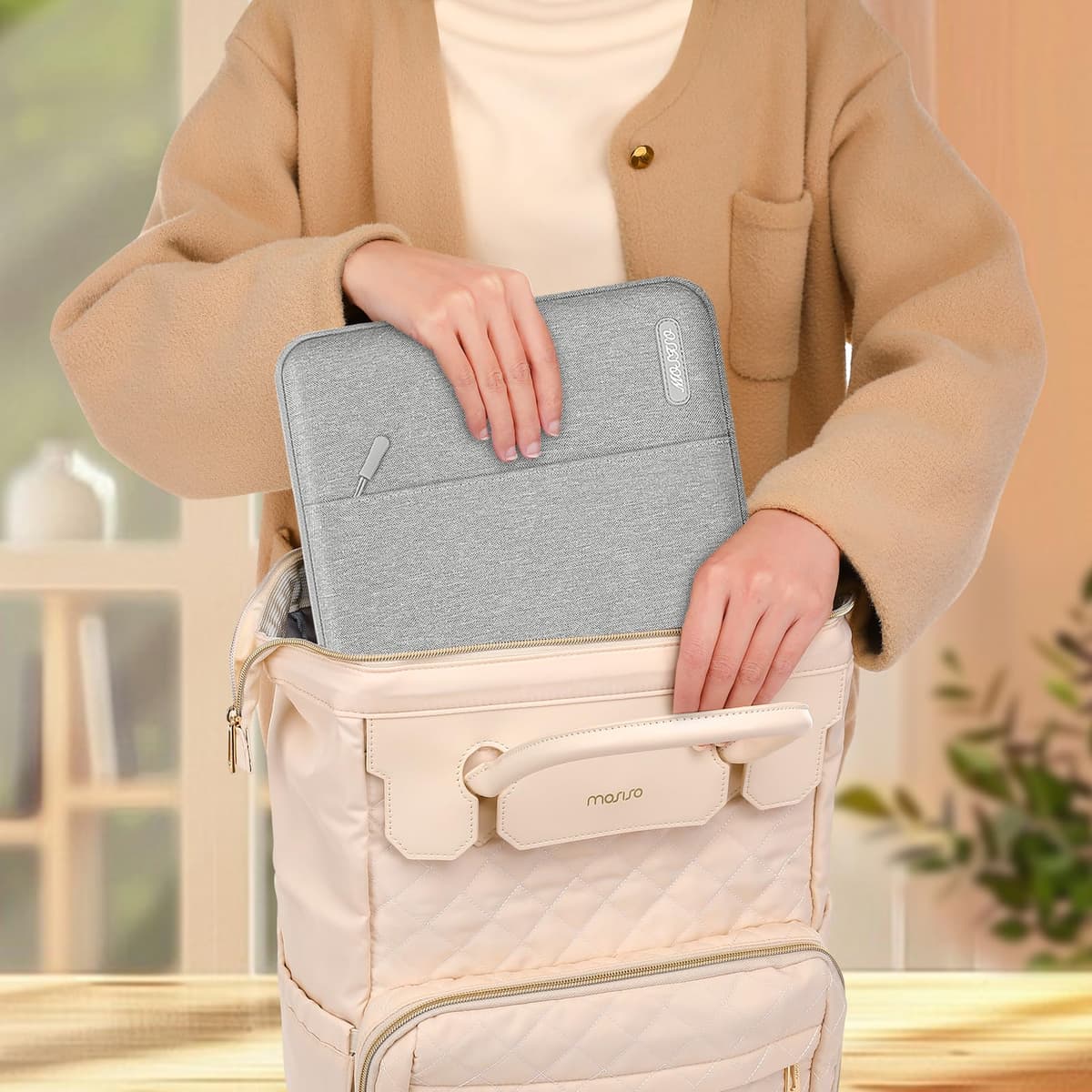 MOSISO Laptop Case 13.3 inch, 13-13.3 inch Laptop Sleeve Compatible with MacBook Air/Pro 13/Pro 14 M5 M4 M3 M2 M1, HP Dell ASUS Lenovo,Polyester Vertical Computer Sleeve Bag with Pocket, Gray — view 8
