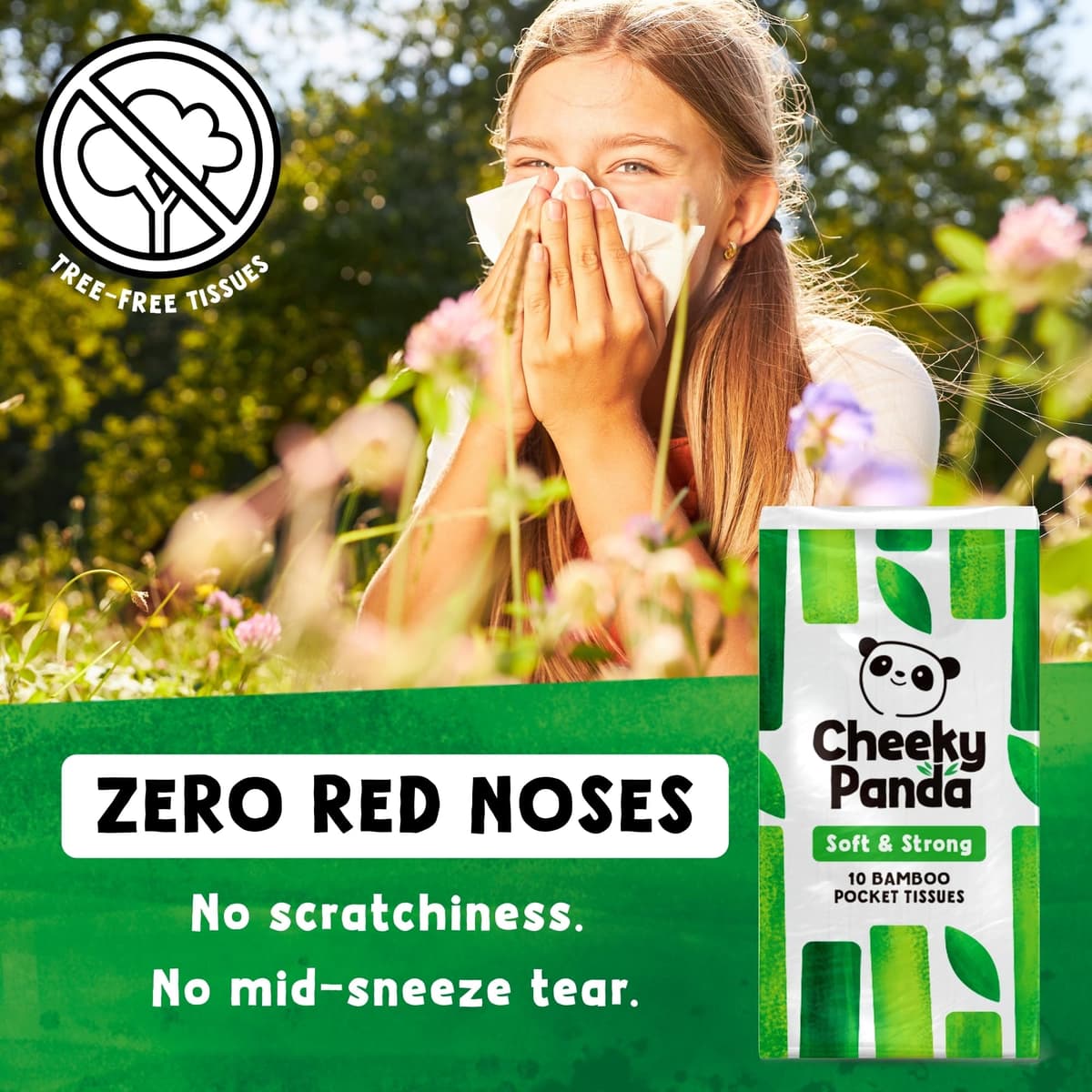 The Cheeky Panda Bamboo Pocket Tissues, 8 Pack of 10 Hypoallergenic Tissues, Ultra Soft, 3-Ply, White, Travel Size — view 3