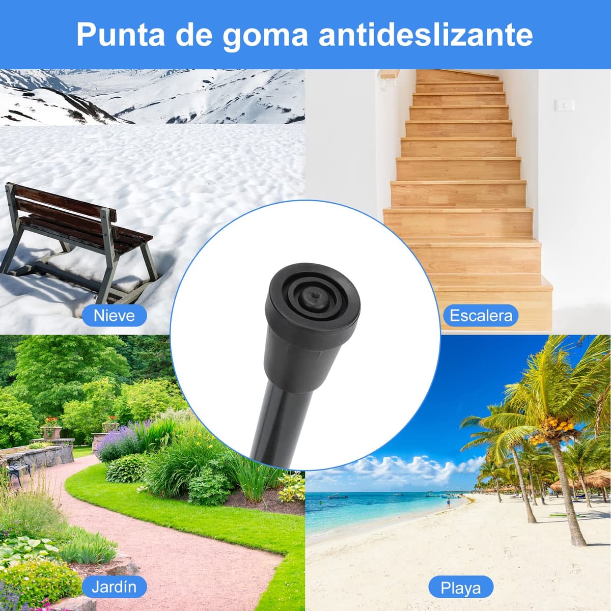 supregear Bastón Plegable, 5 Niveles de Altura Ajustable, Ligero y Portátil para Viaje, Mango en T y Pulsera, Extensible para Personas Mayores y Adultos con Discapacidad — view 5