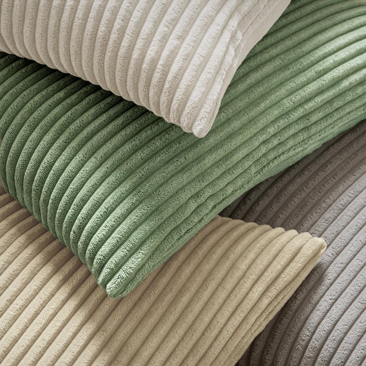 MIULEE Set of 2 Striped Corduroy Square Throw Pillow Case Soft Cushion Covers Sham Home for Sofa Couch/Bedroom Decorative Fluffy Large Pillowcases 18x18 Inch 45x45cm Sage Green — view 2