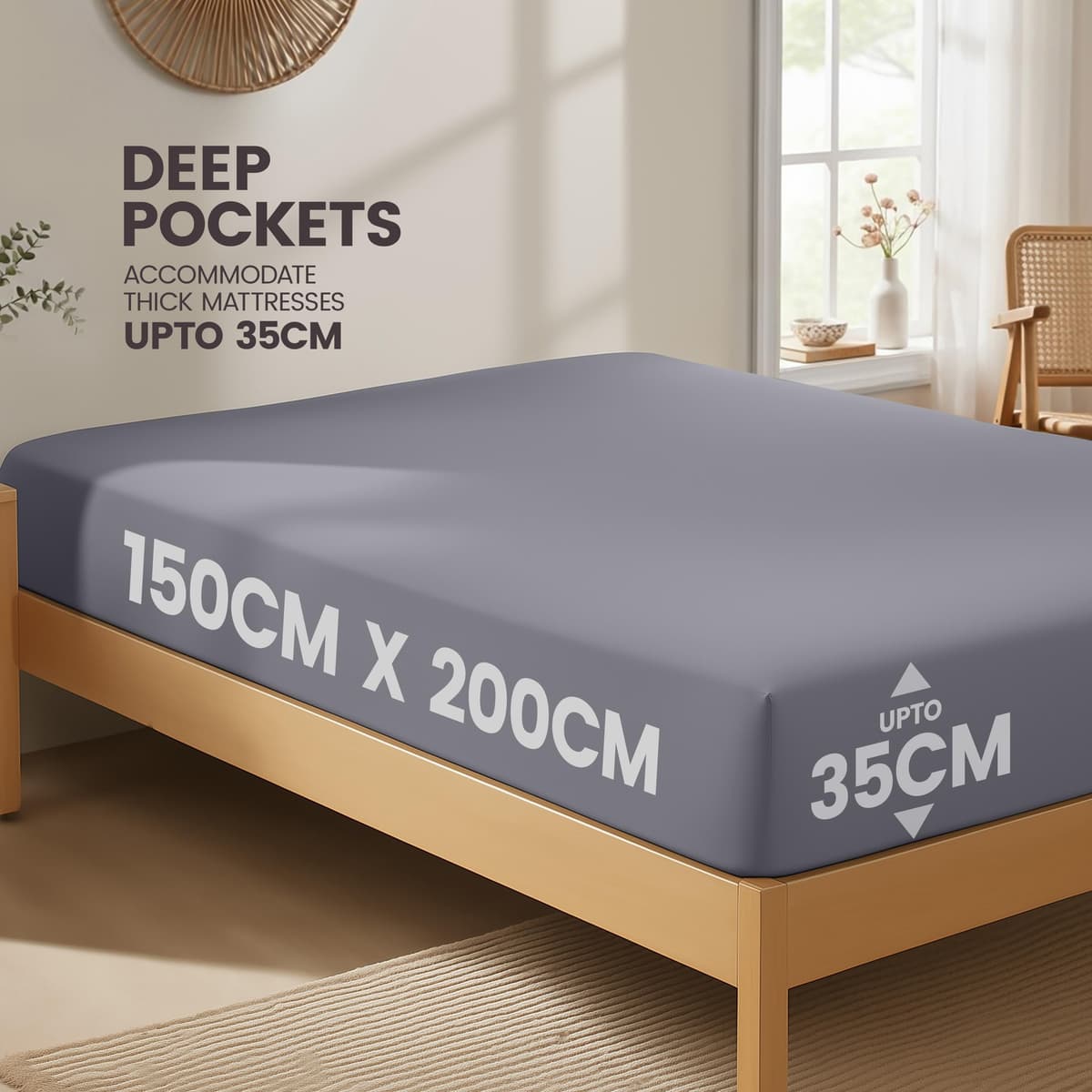 Utopia Bedding Fitted Sheet King, Grey - Deep Pocket 14 inch (35 cm) - Easy Care - OEKO-TEX Certified - Soft Brushed Microfibre Fabric - Shrinkage and Fade Resistant - Bottom Sheet — view 2