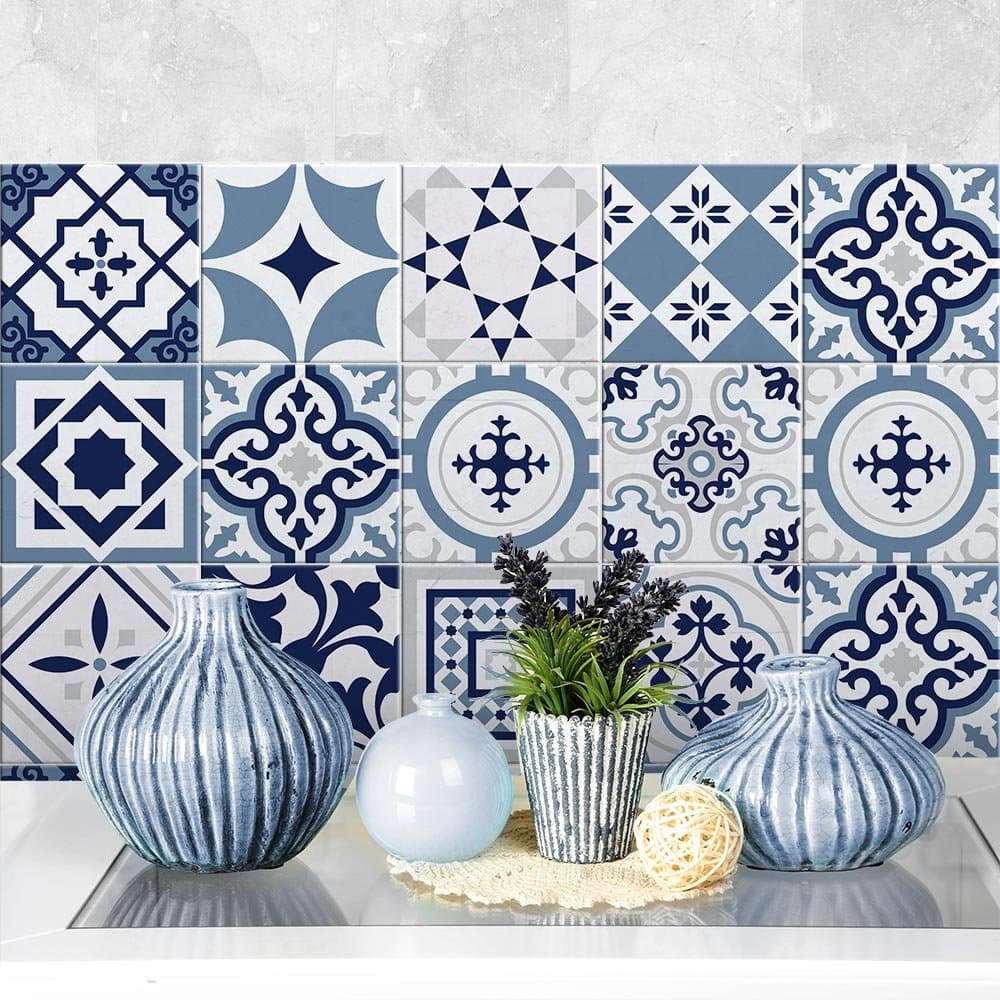 RE-COVERTILES - Pegatinas Azulejos Cocina y Baño Stickers de PVC Impermeables Antiarañazos Decoración de Pared Baldosas Peel and Stick - Modelo 10 Pzas 20x20 cm PS00099 Made in Italy