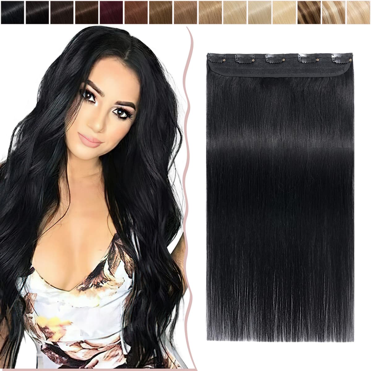 12 inch Clip in Hair Extension Human Hair One Piece 100% Real Remy [#2 Dark Brown] 3/4 Full Head Straight Hair Pieces for Women Invisible Short (40g) — view 9