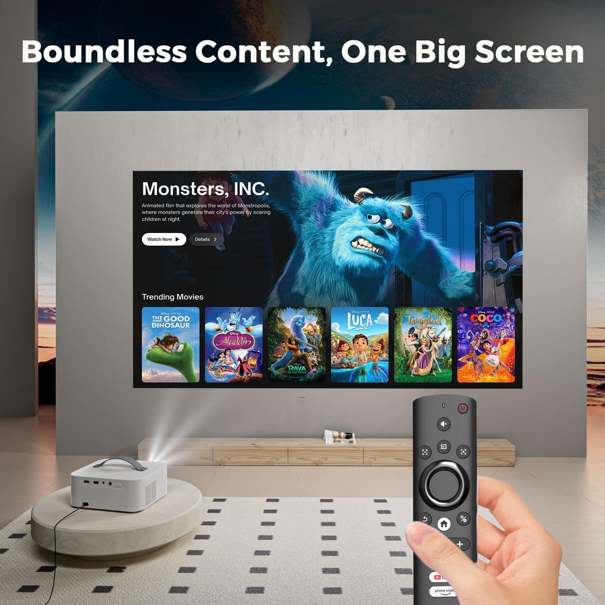 [5000+ Official-Apps & AI Auto Focus & 50W Dolby Audio] Outdoor-Projector-4k with WiFi and Bluetooth, AI Movin 2.0 OS Smart Projector with HDR10+, Lisowod Portable 4K Proyector 2026 Upgraded — view 3