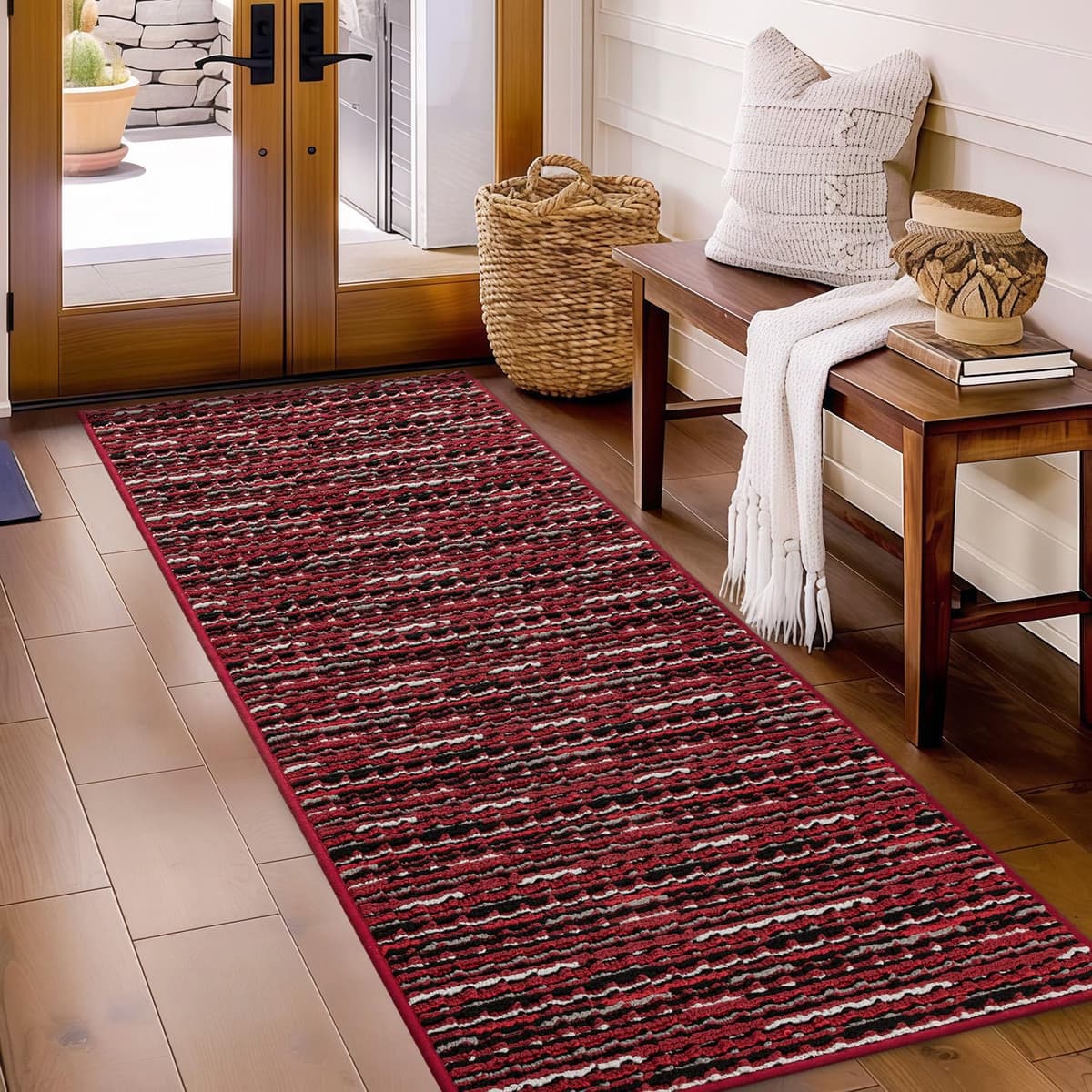 Biscpro Door Mats Indoor,Dirt Trapper Mat Absorbent Non-Slip Low Profile Doormat for Entrance,Inside, Kitchen,Front Door Mat Washable for Pets and Dogs— 50x80cm,Grey — view 10