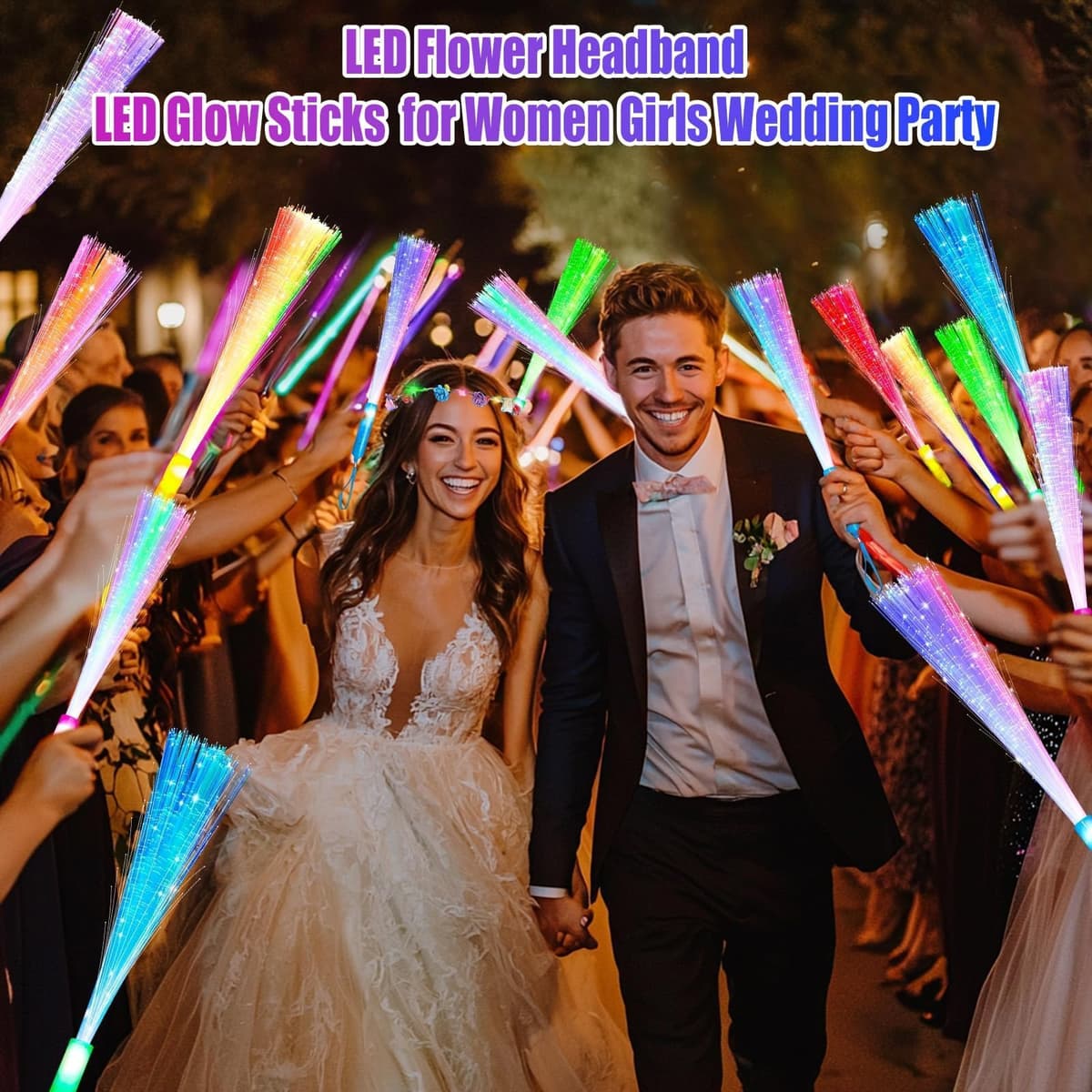 Defresit Glow Sticks Party Favors – 48 PCS LED Light Up for Adult, Flashing Glasses, Bracelets, Headbands, Fiber Optic Wand – Party Decorations — view 3