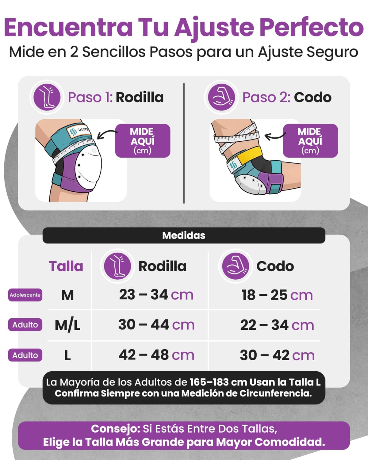 SKATEWIZ Protecciones Patines Adulto, Rodilleras Skate - Protecciones Patines de Hielo - Kit Protección Skate - Rodilleras y Coderas Adulto - Shield Talla M Lavanda — view 4