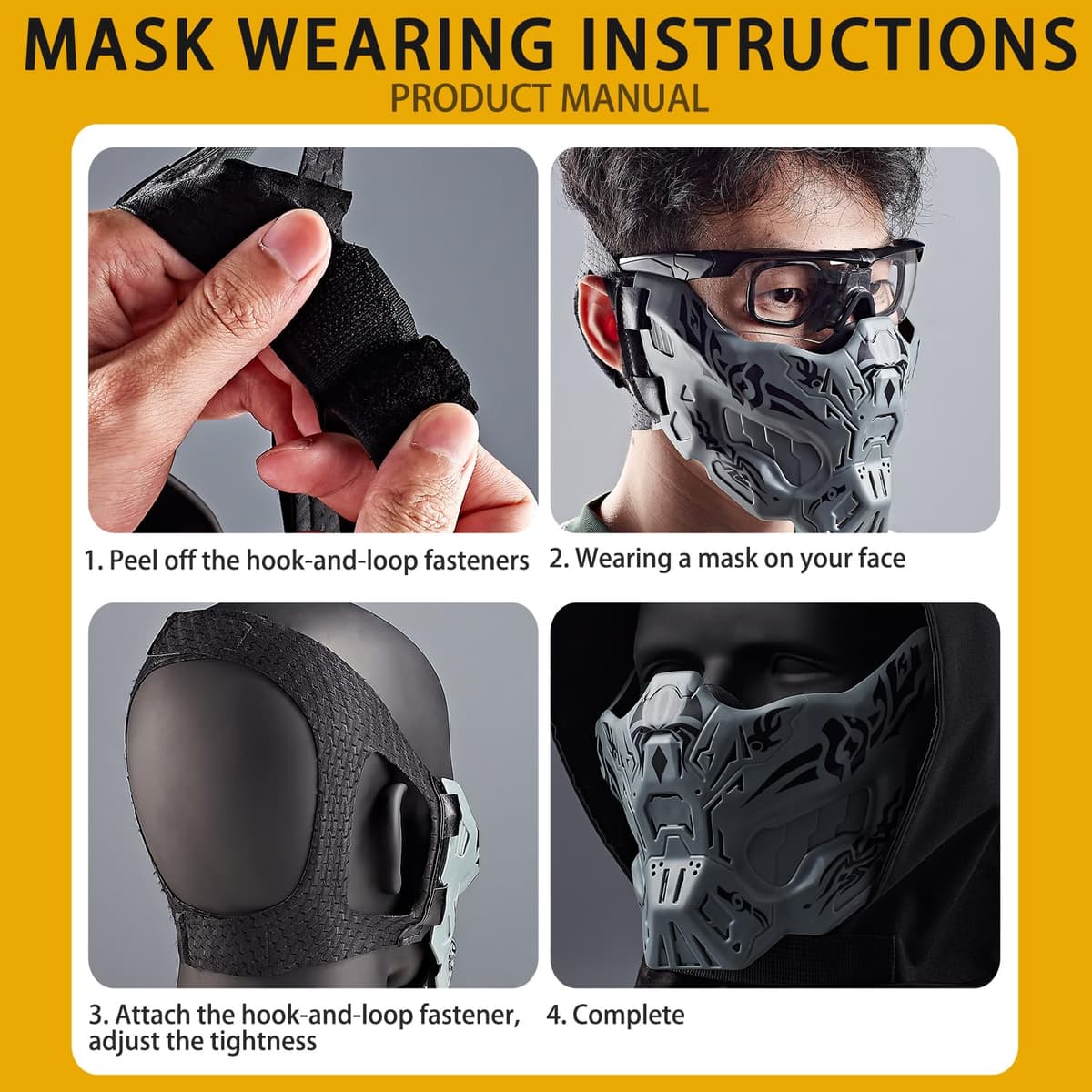 Lishuyeh Máscara de media cara para airsoft, máscara de protección táctica creativa, máscara de paintball, antiempañamiento para Halloween, cosplay, accesorios de película, paintball, CS, caza — view 4
