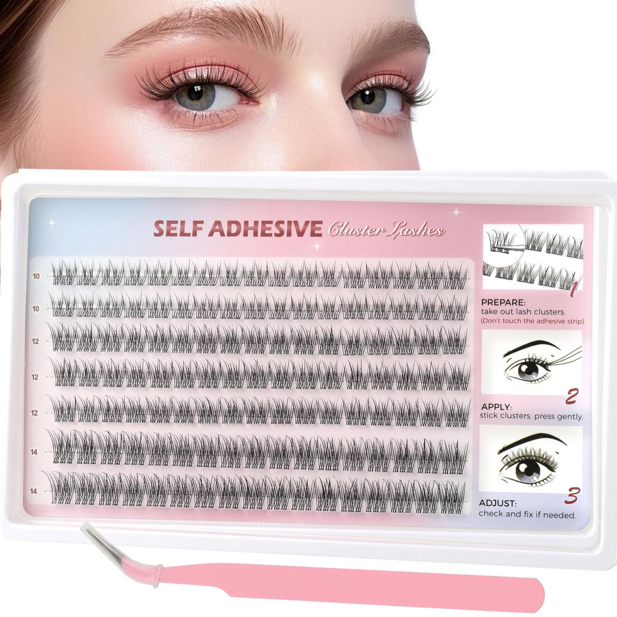 Sixstarhair Eyelashes Individual Kit Wispy Cluster Lashes with Lash Glue and Remover, Tweezers, Natural Individual Lashes Kit 448Pcs DIY Eyelash Extension Kit 4 Styles Lash Clusters Book 10-16mm — view 10