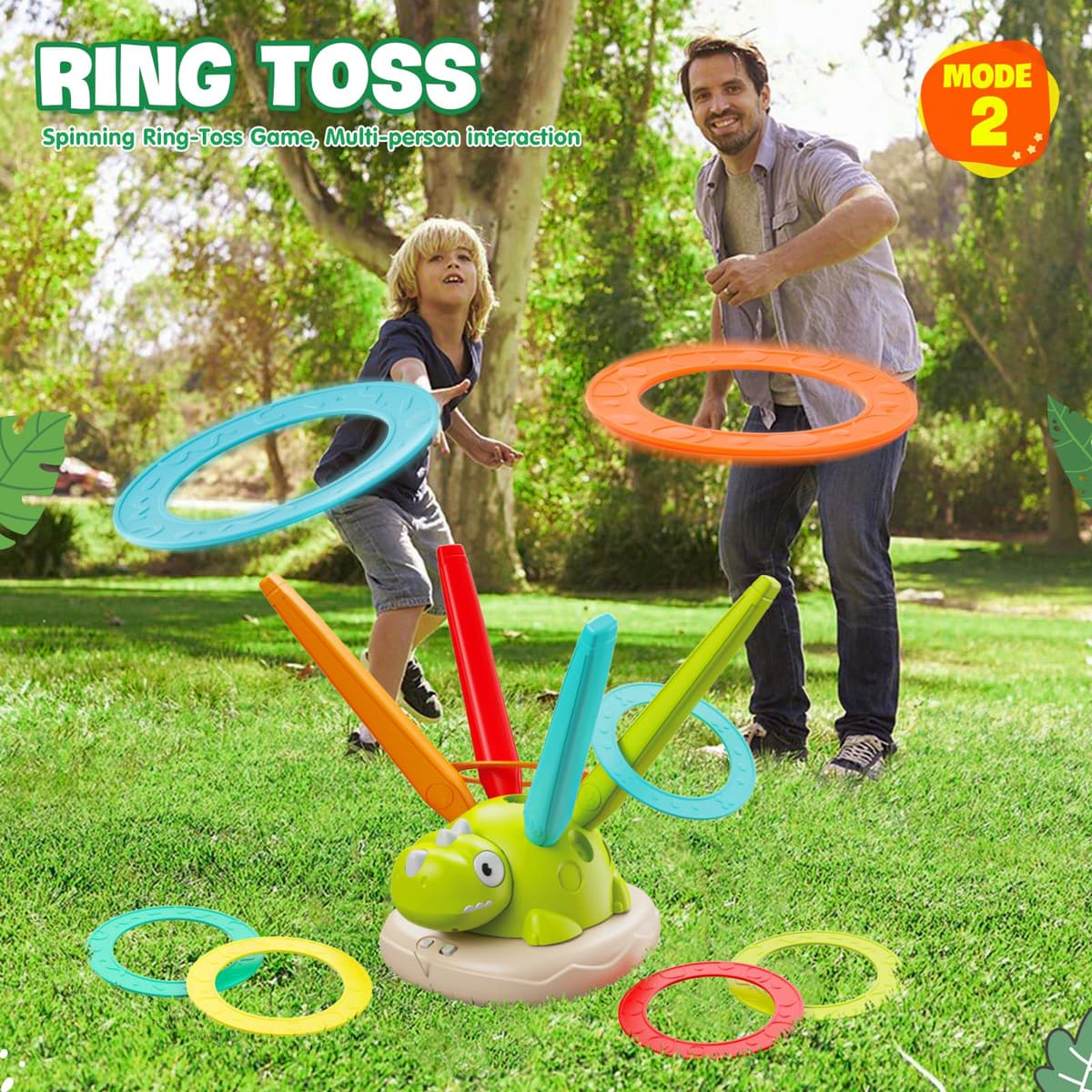 Outdoor Toy 3 in 1 for Children + 3 Years - Multifunctional Sports Set with Jump Rope, Ring Launcher and Rocket, 4 Speed, Music and Controller for Garden/Camping/Family — view 4