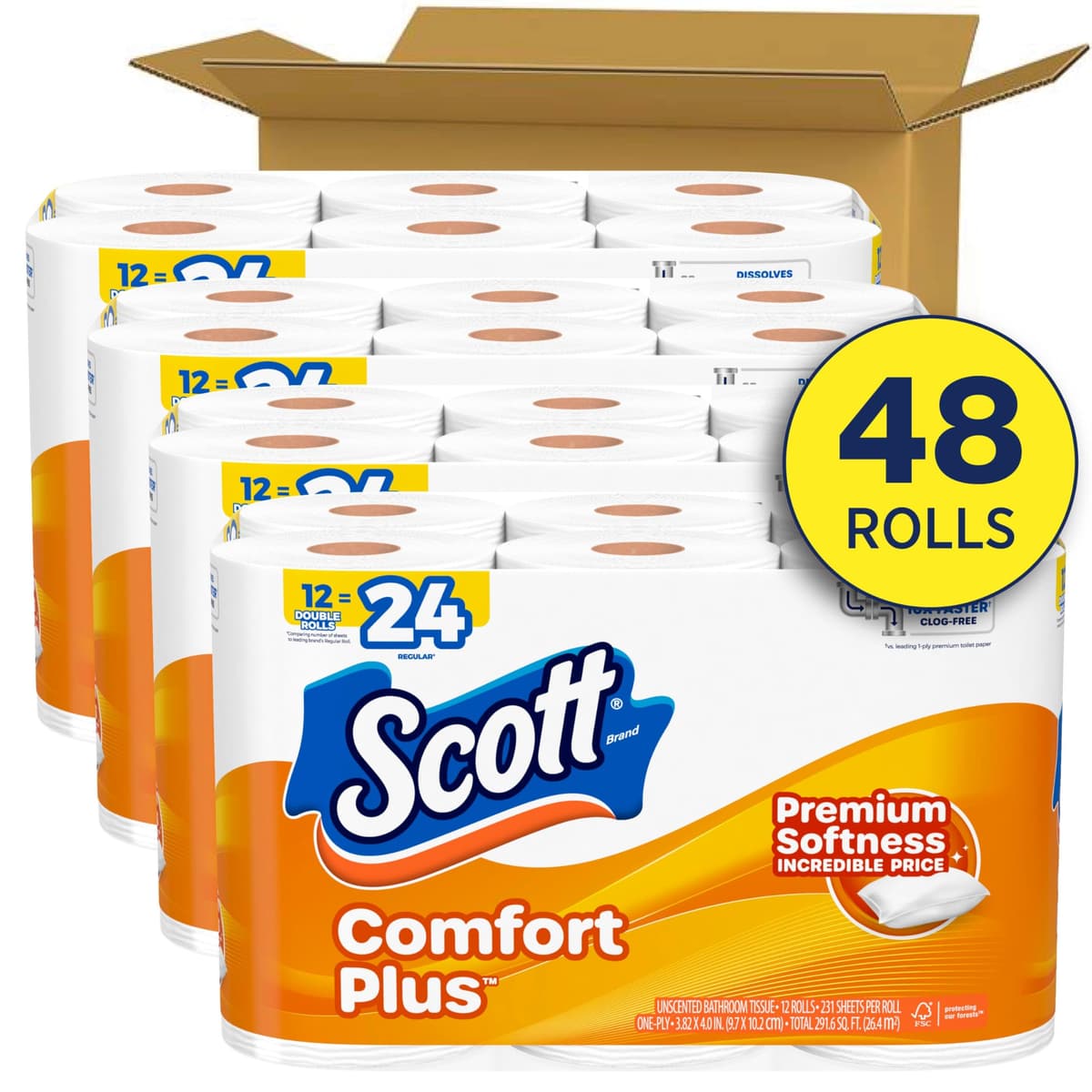 Scott Comfortplus Toilet Paper, Double Roll, Bath Tissue, 18 Count — view 42