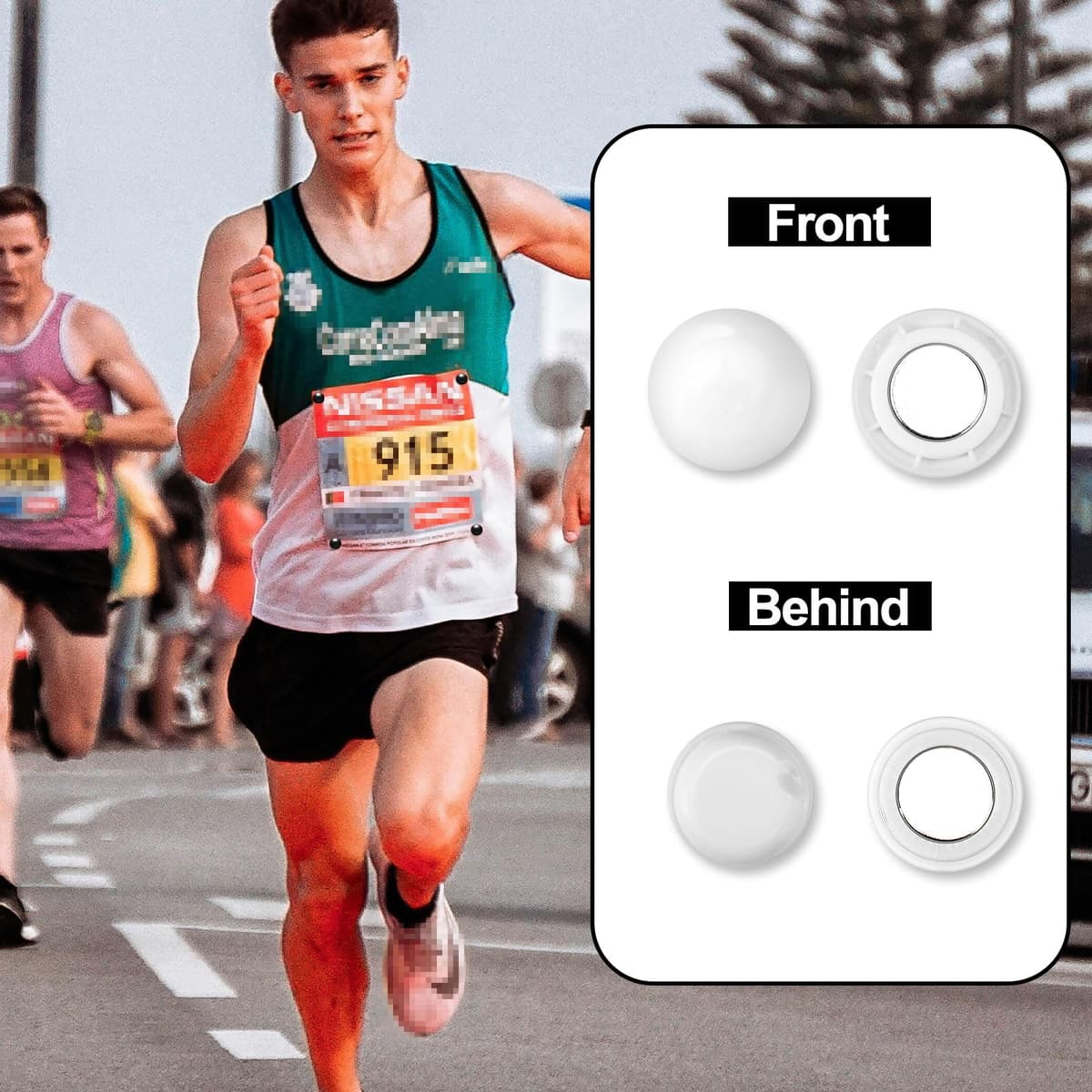 Tinoaly 12 Pares Corchetes Magnéticos Dorsales, Soporte Números Maratón Sistema de Sujeción para Carreras Ciclismo Triatlón Equipo Deportivo — view 3