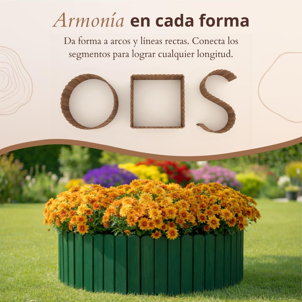 Floranica bordura para jardín 20 x 200 cm Verde Borde césped Valla de jardín Valla de Madera bordura Flexible en Rollo — view 4