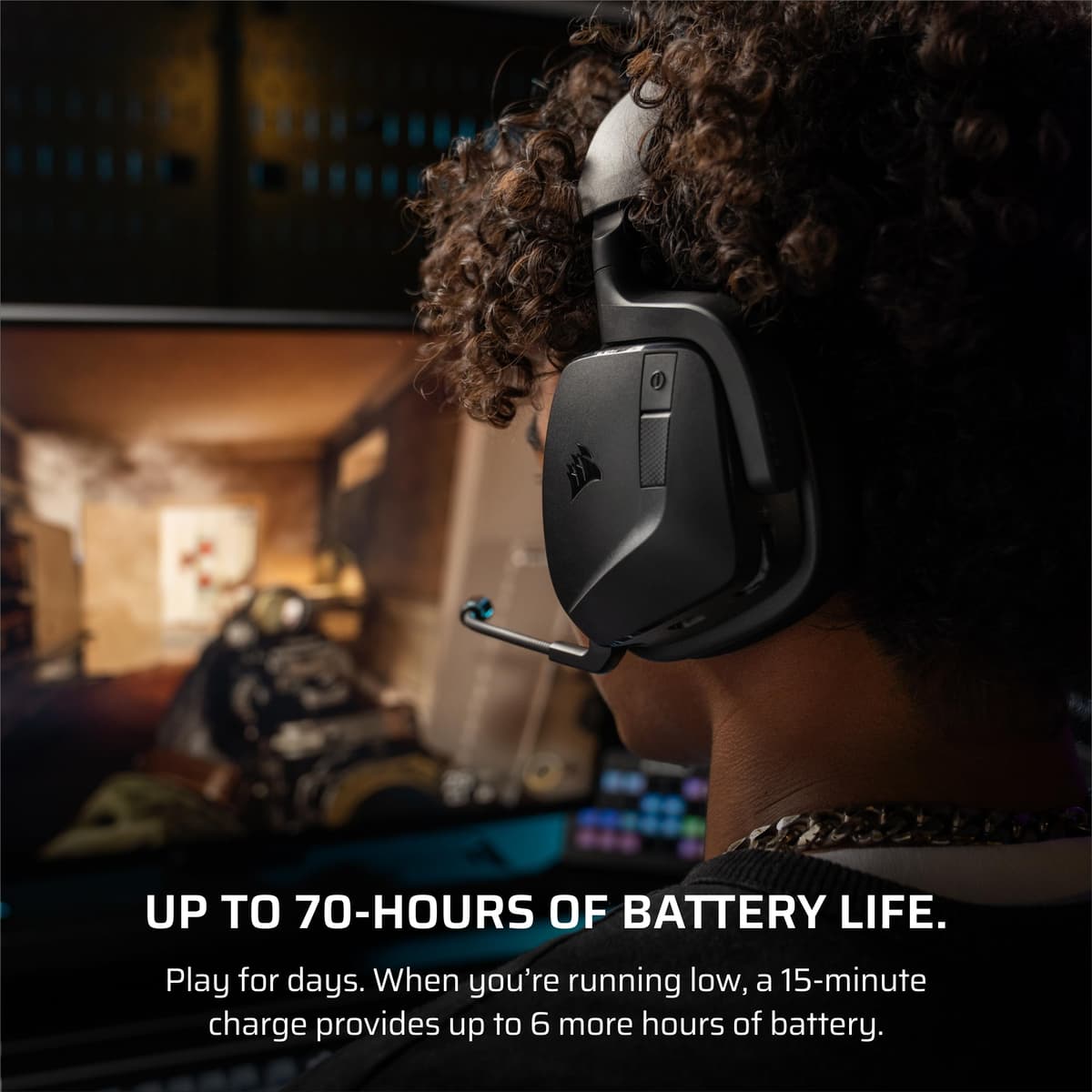 Corsair VOID v2 Wireless Gaming Headset with Bluetooth for PC, PS5, PS4, Switch, Mobile – Dolby Atmos, 70 Hr Battery, Dual Wireless, Lightweight, Fast Charging – Carbon — view 6
