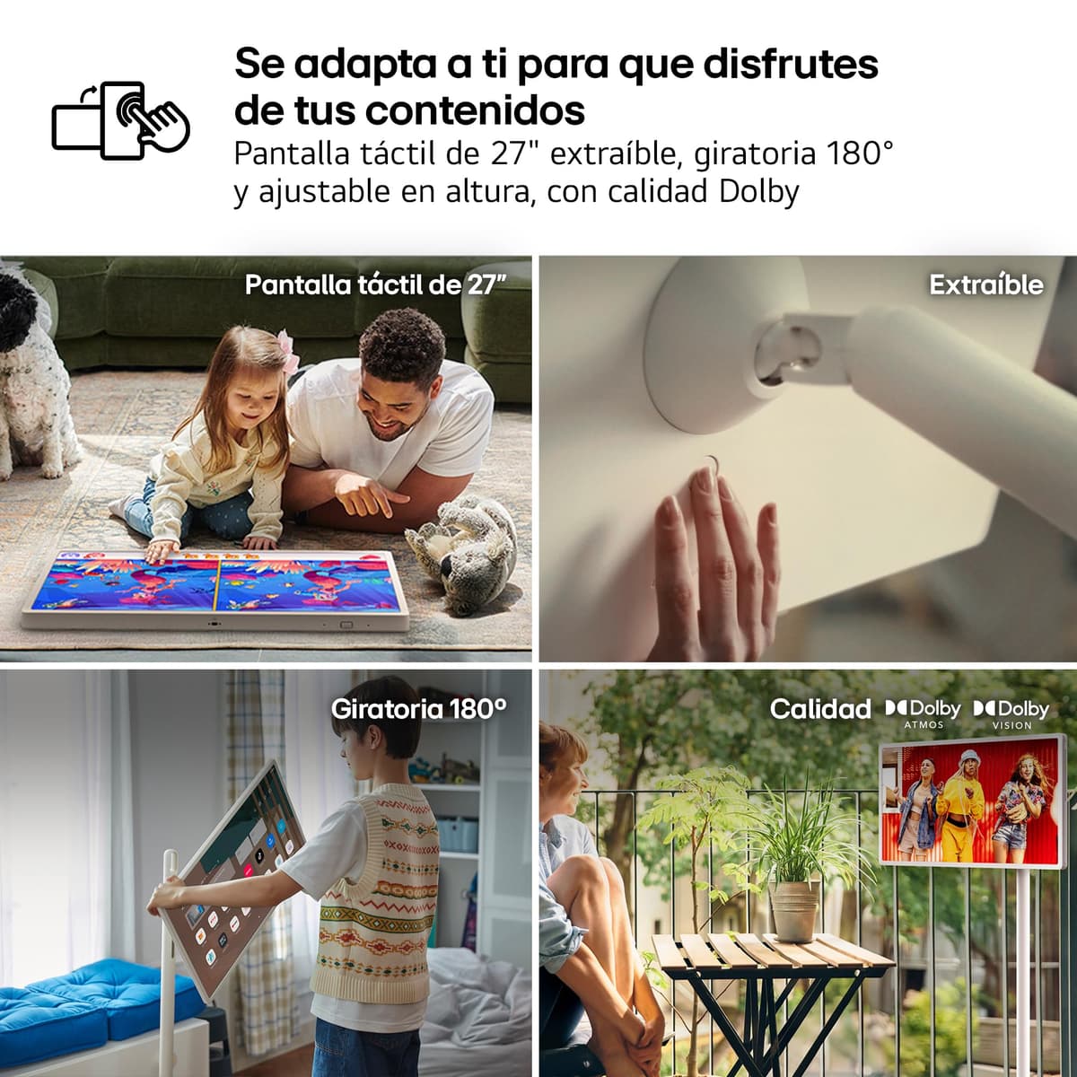 LG 27LX6TDGA - Smart Monitor StanbyMe 2, 27" QHD táctil, Smart TV Portátil, 2025, webOS 24 con IA, Dolby Vision y Dolby Atmos, 4h Batería, Peana con Ruedas, Portal Gaming, Beige — view 4