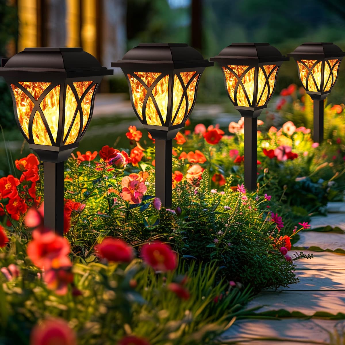 GIGALUMI Solar Lights Outdoor Garden, 6 Pack LED Garden Solar Lights Waterproof, Solar Powered Pathway Lights for Yard, Patio, Landscape, Walkway, Path (Warm White) — view 9
