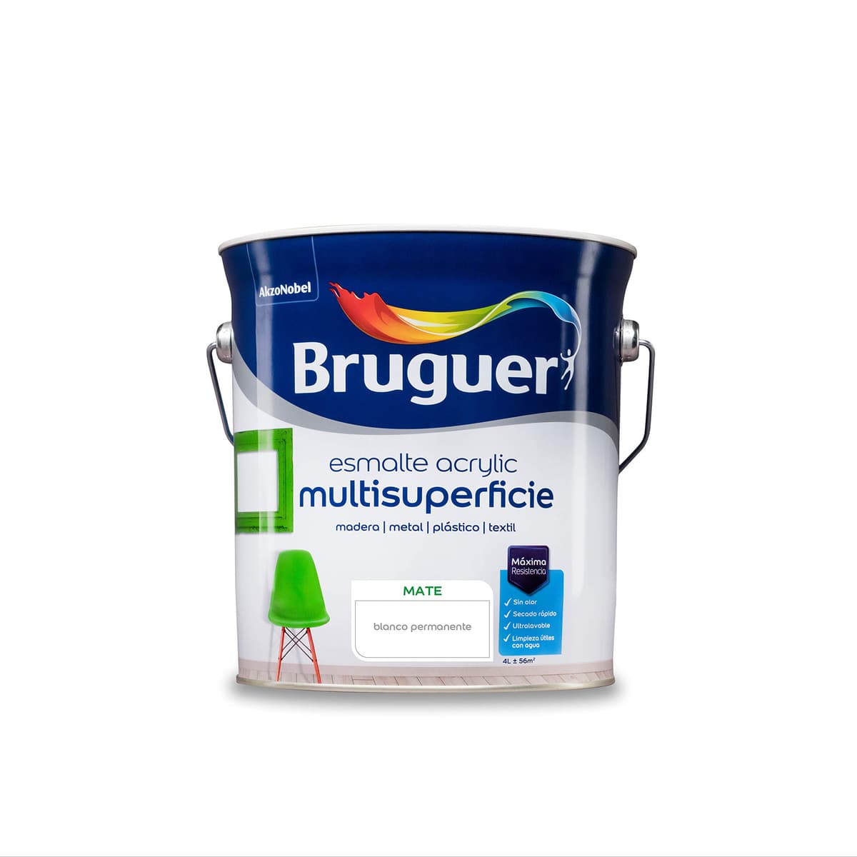 Bruguer Acrylic Multisuperficie Esmalte al agua Satinado - Pintura 750 mL, Blanco Permanente — view 79