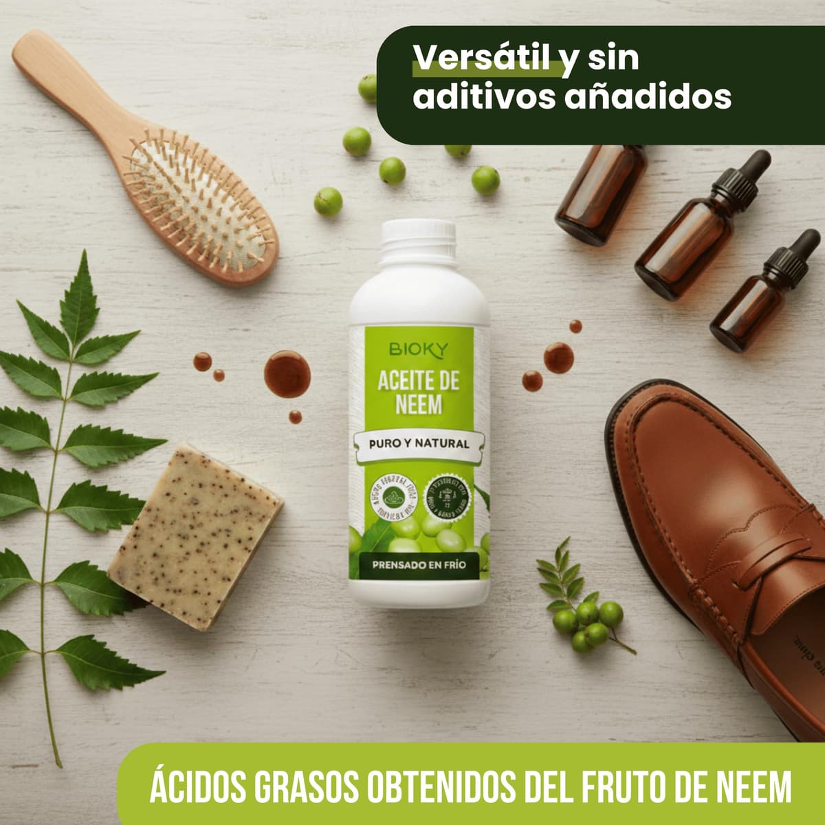 Bioky Aceite de Neem Puro 500 ML - 1ª Presión en Frío, 100% Natural, Virgen y Sin Aditivos - Varios Formatos de 250ML a 20L — view 4