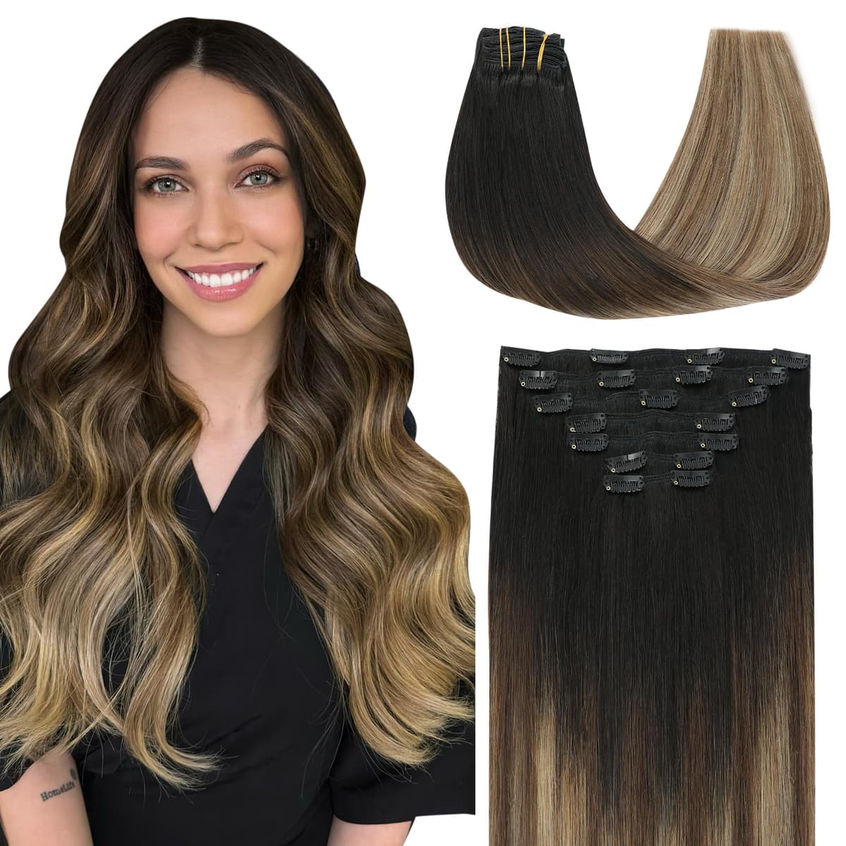 SURNEL Extensiones Clip Pelo Natural 100g 35cm 6 Piezas Castaño Chocolate Extensiones De Clip De Humano Real Extensiones Pelo Natural Remy (C#4-35cm) — view 22