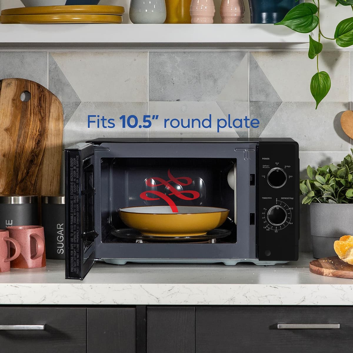 Russell Hobbs 20 Litre 800W Black Solo Manual Microwave with Mirrored Door, 5 Power Levels, Integrated Timer and Defrost Function, Easy Clean RHM2027B — view 5