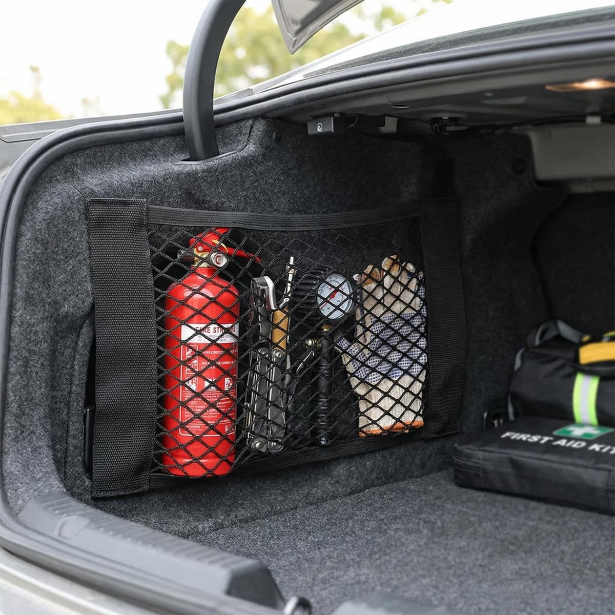 Juego de 2 Unidades,40 x 25 cmRed de Almacenaje para Maletero de Coche,Organizador Elástico con Velcro para Orden y Seguridad en tu Vehículo — view 4