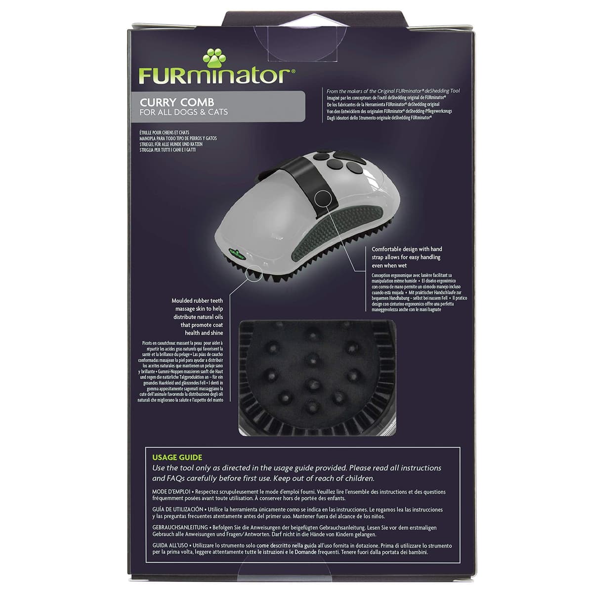 FURminator CurryComb - Peine para perros y gatos (El cepillo para el cuidado del pelaje masajea suavemente la piel - para un pelaje limpio y brillante) — view 3