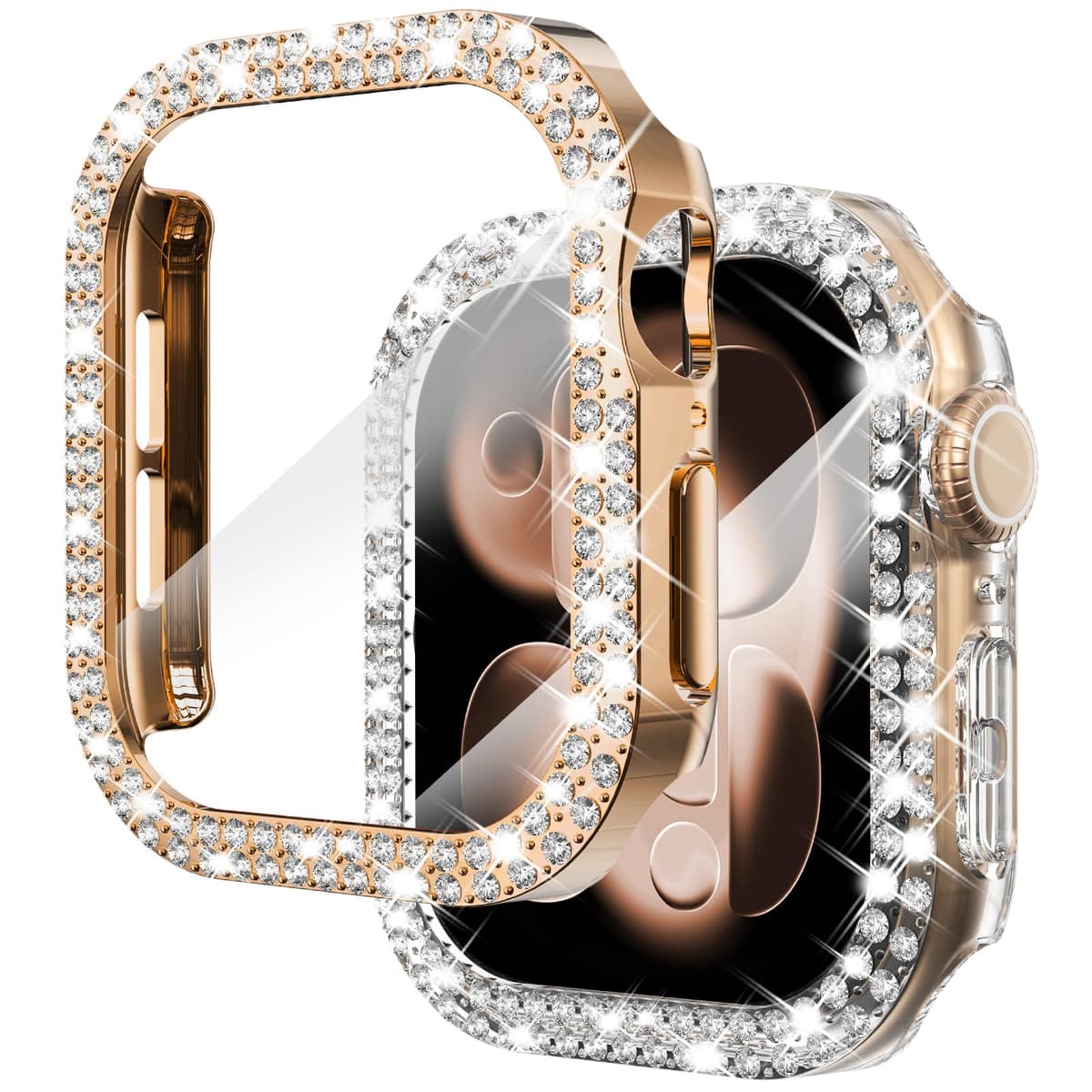 NewWays 2 Pack Compatible with Apple Watch Case 40mm Built-in Screen Protector,Women Diamond Bling Cases for iWatch Series SE(2025-2020) 6 5 4,Silver/Clear — view 16