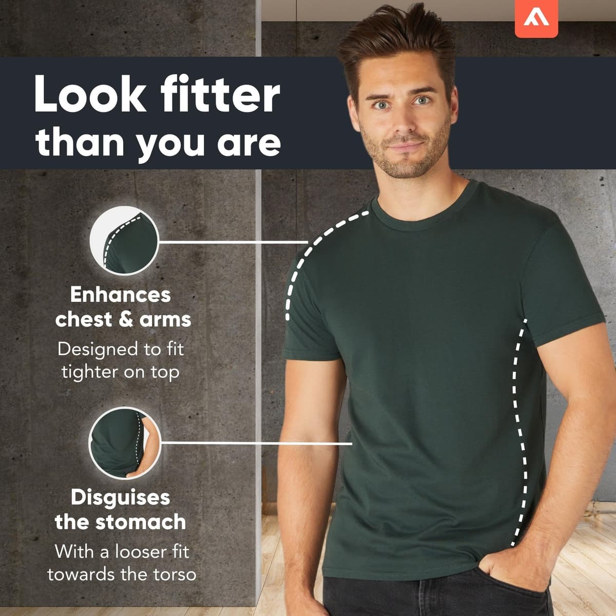 FM London 3/5-Pack Mens T Shirt - Premium Weight T-Shirts for Men with Lightly Fitted Design - Super Soft - Made with 100% Cotton - Stretch Fit for Any Occasion - Durable Comfort Fit — view 2