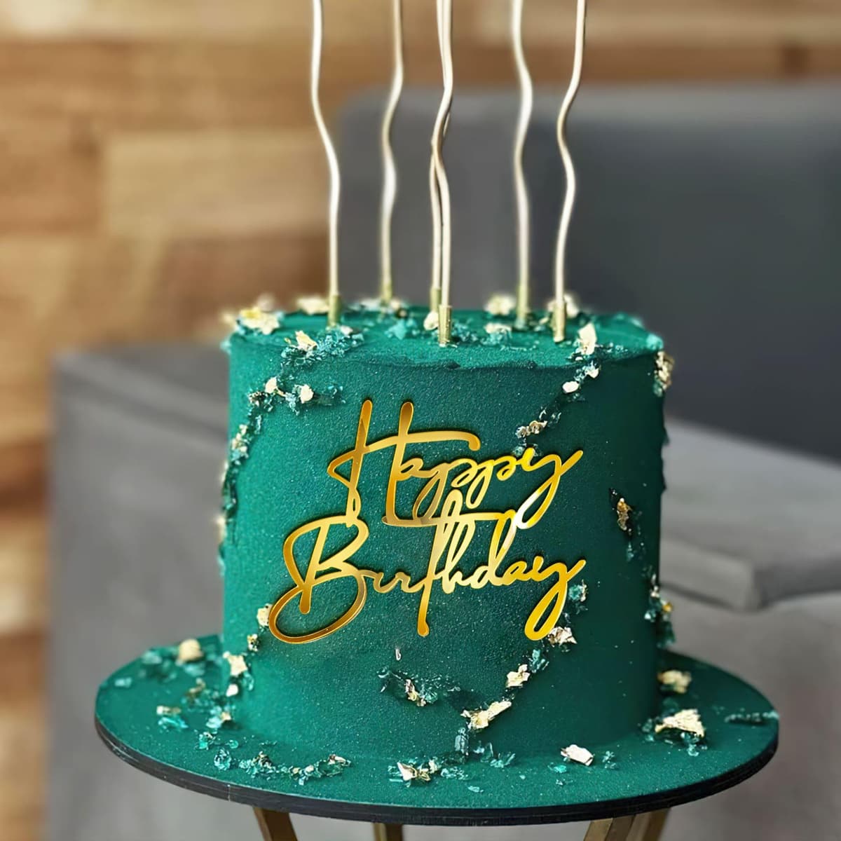 6 Pcs Golden Happy Birthday Cake Topper, Acrylic Birthday Cake Toppers Birthday Cakes Sign Picks Cupcake Decoration Cakes Stick Decor for Celebrating Birthdays Party Dessert Decor — view 4