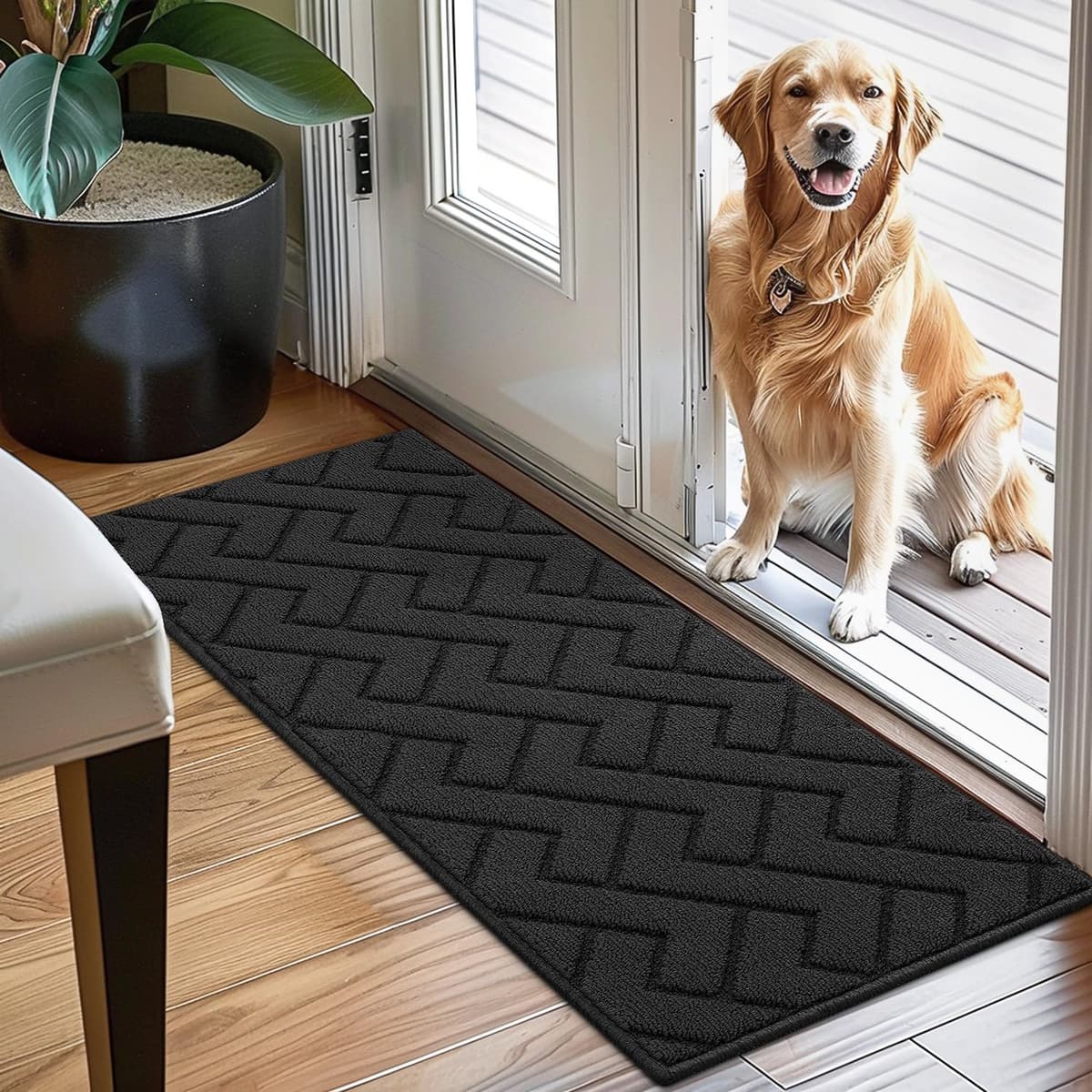 Biscpro Door Mats Indoor,Dirt Trapper Mat Absorbent Non-Slip Low Profile Doormat for Entrance,Inside, Kitchen,Front Door Mat Washable for Pets and Dogs— 50x80cm,Grey — view 47