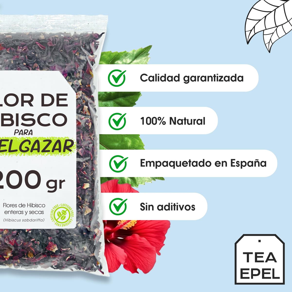 Flor de Jamaica para Adelgazar 200g - Te de Hibisco para Reducir Hinchazon de Barriga - Infusion Antioxidante y Natural para Bajar de Peso - Te Frio Detox para Aliviar Inflamacion — view 4