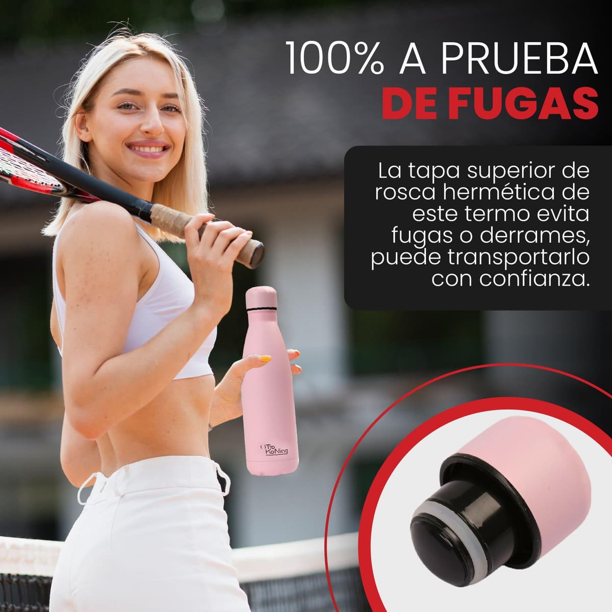 Otto Koning Botella Térmica de Agua Acero Inoxidable 500ml- Doble Aislamiento al vacío para 12 Horas de Bebida Caliente y 24 Horas de Bebida Fría. Botella Termo a Prueba de Fugas Libre BPA — view 5