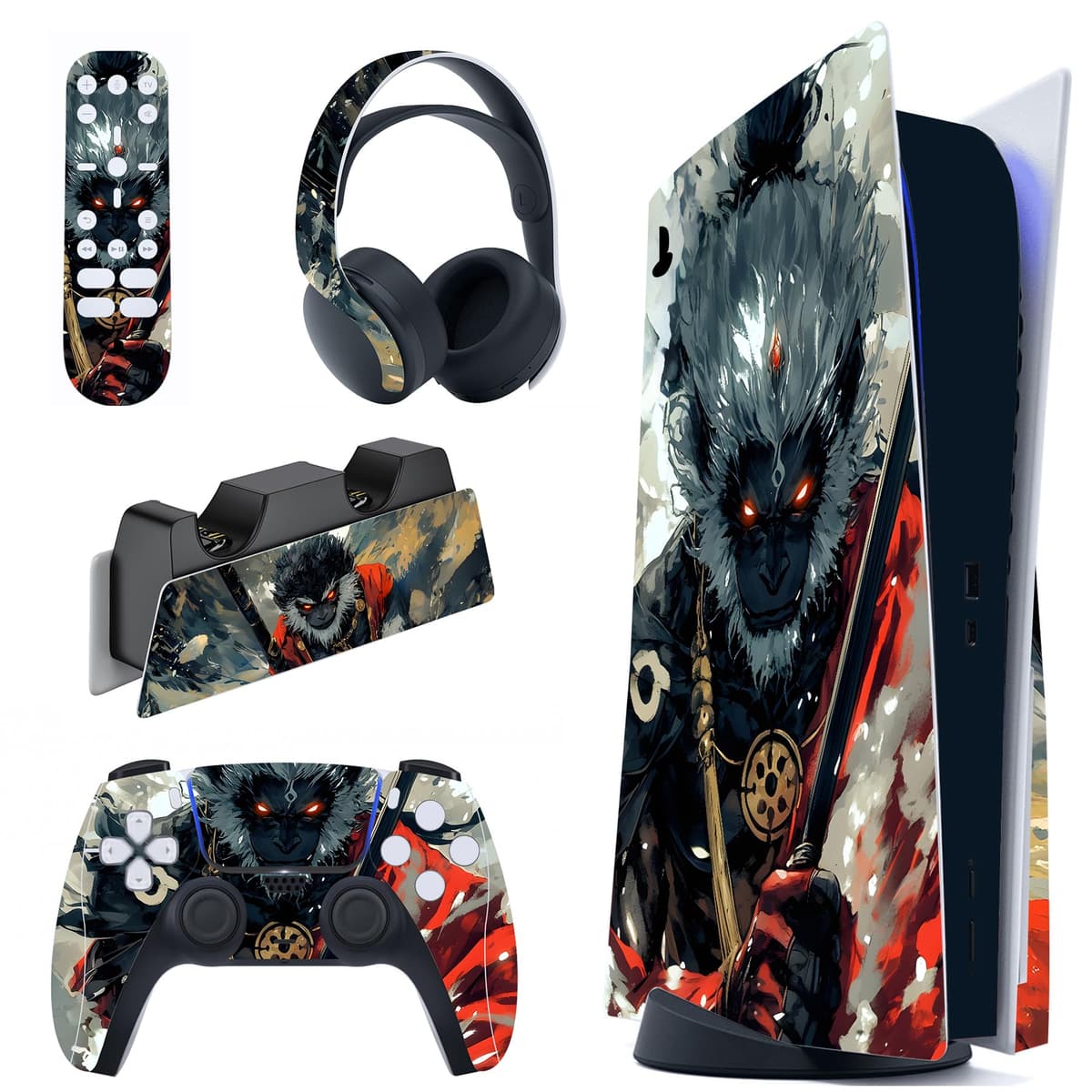PlayVital Calcomanía Vinilo para ps5 Edición Disc - Pegatina Completa para Consola, Control, Base de Recarga, Control Remoto y Audífonos, Cubierta Protectora Adhesiva(Efecto de Mármol Dorado Rosa) — view 44