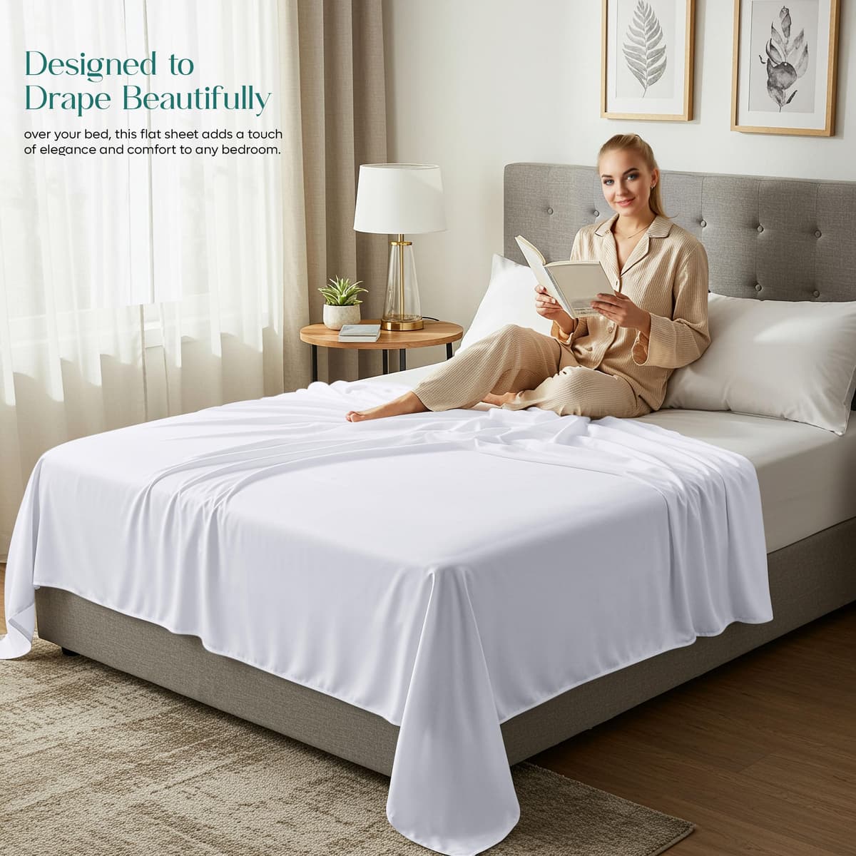 Utopia Bedding - Flat Sheet Double - Easy Care Soft Brushed Polyester - Microfiber Fabric - Wrinkle, Shrinkage, and Fade Resistant - White — view 7
