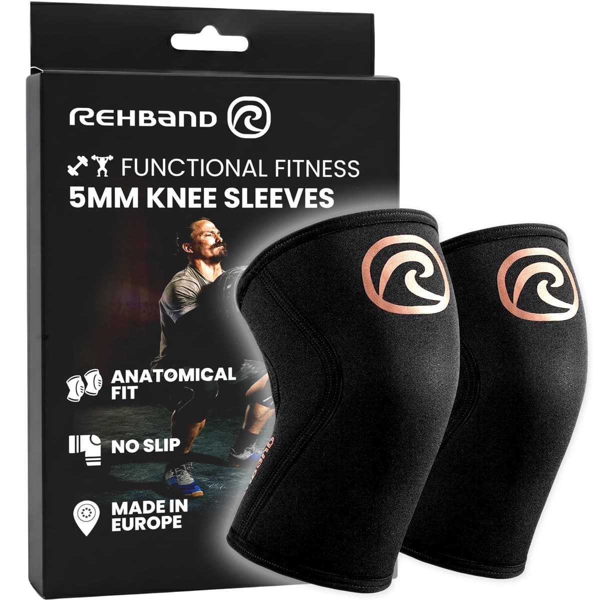 Rehband Rodillera Vendaje Fuerza Sport, Rodillera para Cross Fit & Entrenamiento Pesado Fabricada en Neopreno de 5 mm, Unisex — view 38