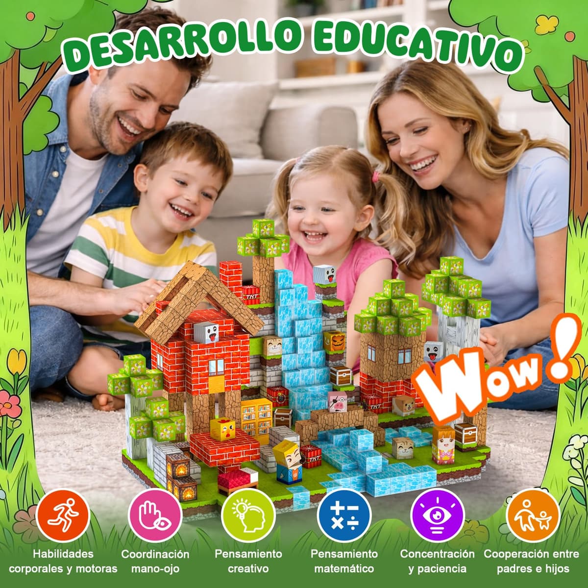 Bloques Magneticos Construccion Niños 100 Piezas 2CM 3+ Magneticas,Juego Magnetic Blocks Tiles Construcción,Juguetes Montessori para Niños4 5 6 7 8 9 10 11 12Regalos de Cumpleaños para Niñas — view 5