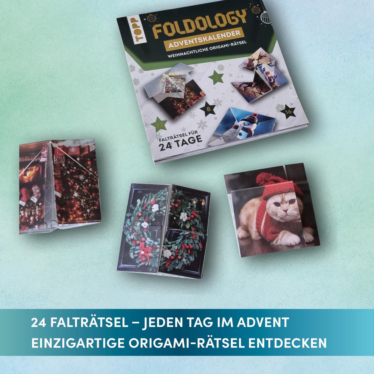 Foldology – El Calendario de adviento de Rompecabezas de Origami. Varios Rompecabezas Plegables únicos para Cada día de Adviento. Calendario de Adviento para Mentes Brillantes y Manos hábiles. Ideal — view 4