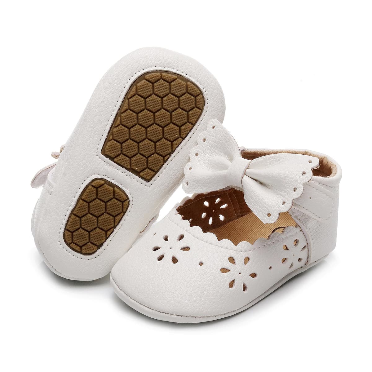 Zapatos de princesa con lazo de encaje para bebé, suela suave, zapatos de cuna para recién nacidos, bebés y niños pequeños (0-12 meses) — view 3